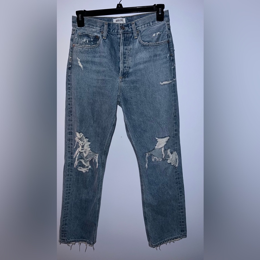 Agolde Distressed Light Blue Jeans 90s mid rise
